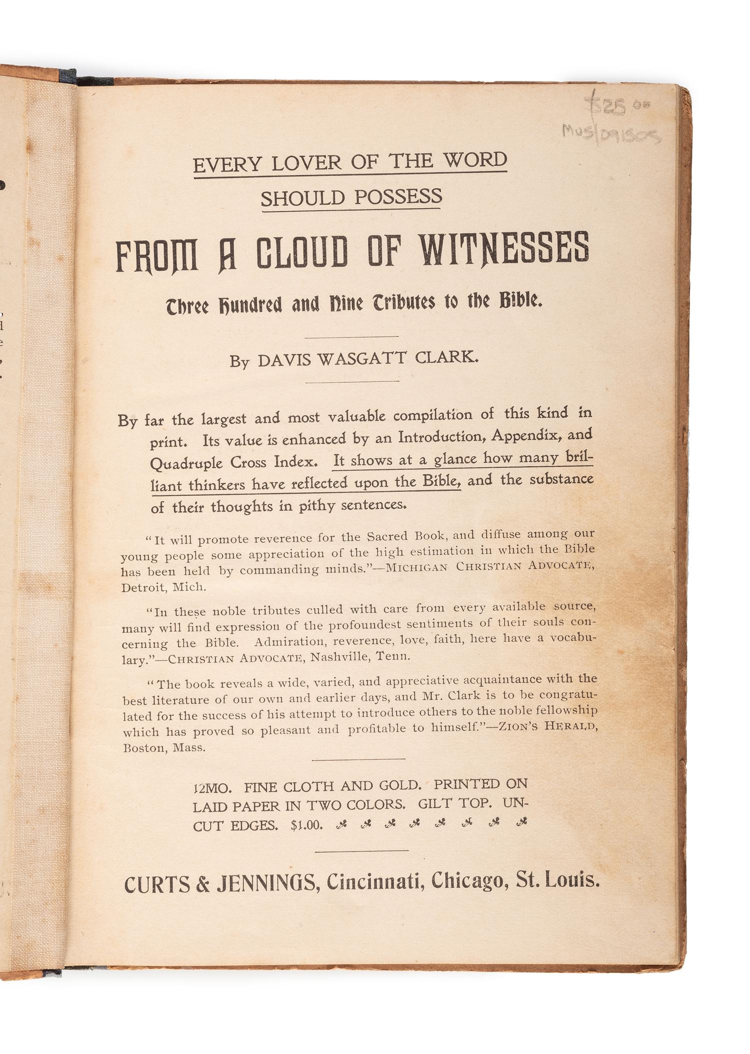 [MUSIC]. 4 publications, incl. The Lover's Forget-Me-Not, and Songs of Beauty...with all the Late Negro Melodie s (1845) and Jubilee Songs and Plantation Melodies (1884).