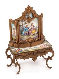 An Austrian Seven-Piece Suite of Enameled and Gilt Metal Miniature Furniture