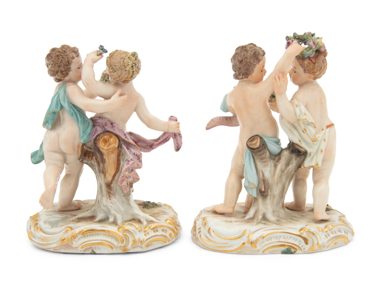 A Pair of Meissen Porcelain Figural Groups