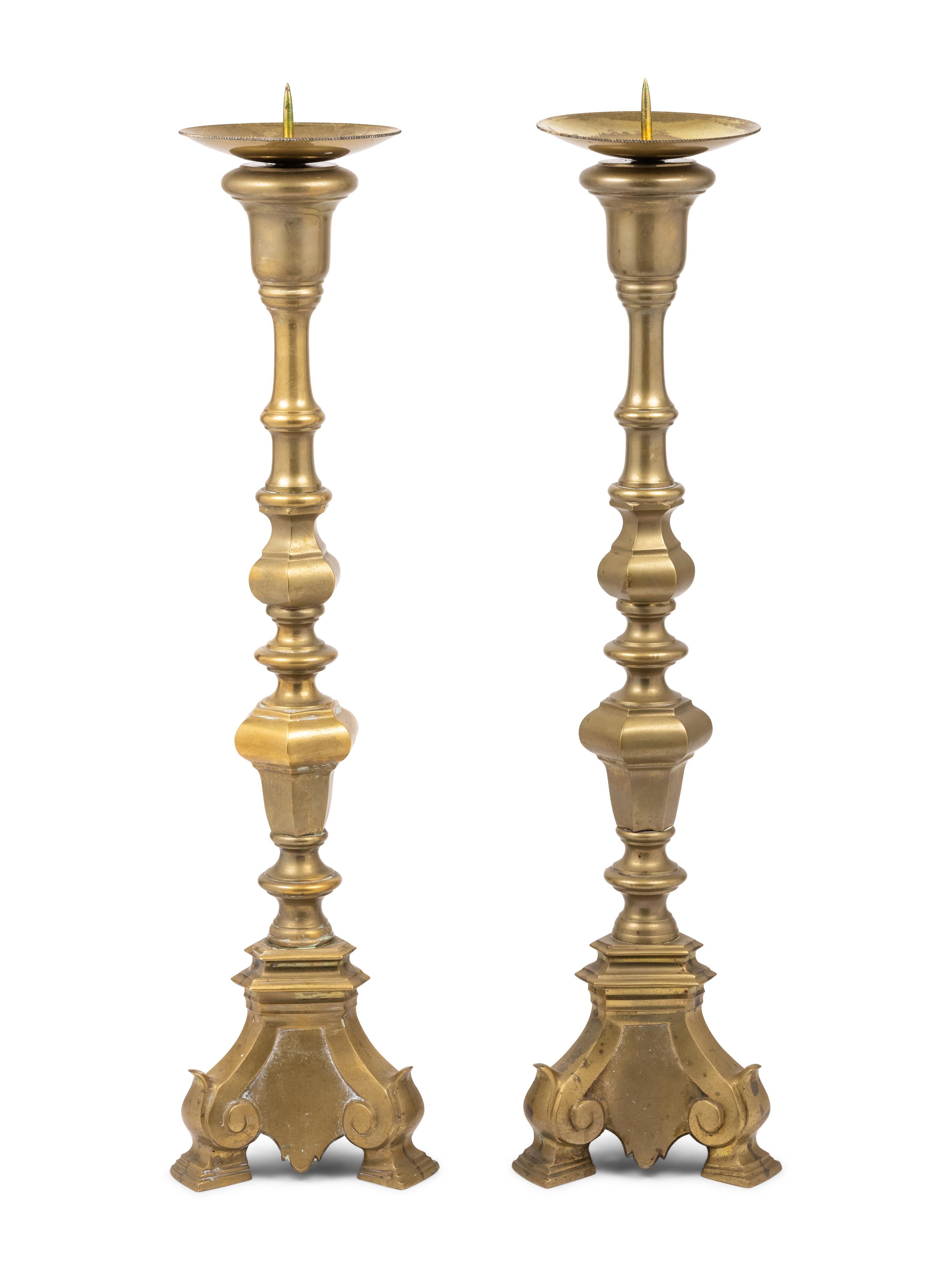 A Pair of Brass Pricket Sticks