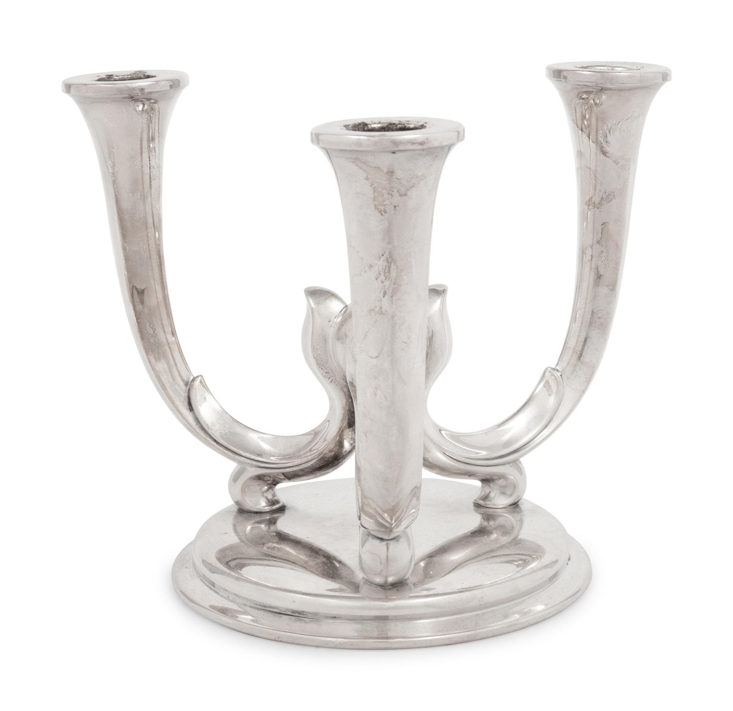A WMF Silver-Plate Three-Light Candelabrum