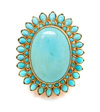 An 18 Karat Yellow Gold and Turquoise Ring, 17.40 dwts.