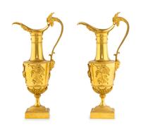 A Pair of Late Louis XVI Gilt Bronze Ewers
