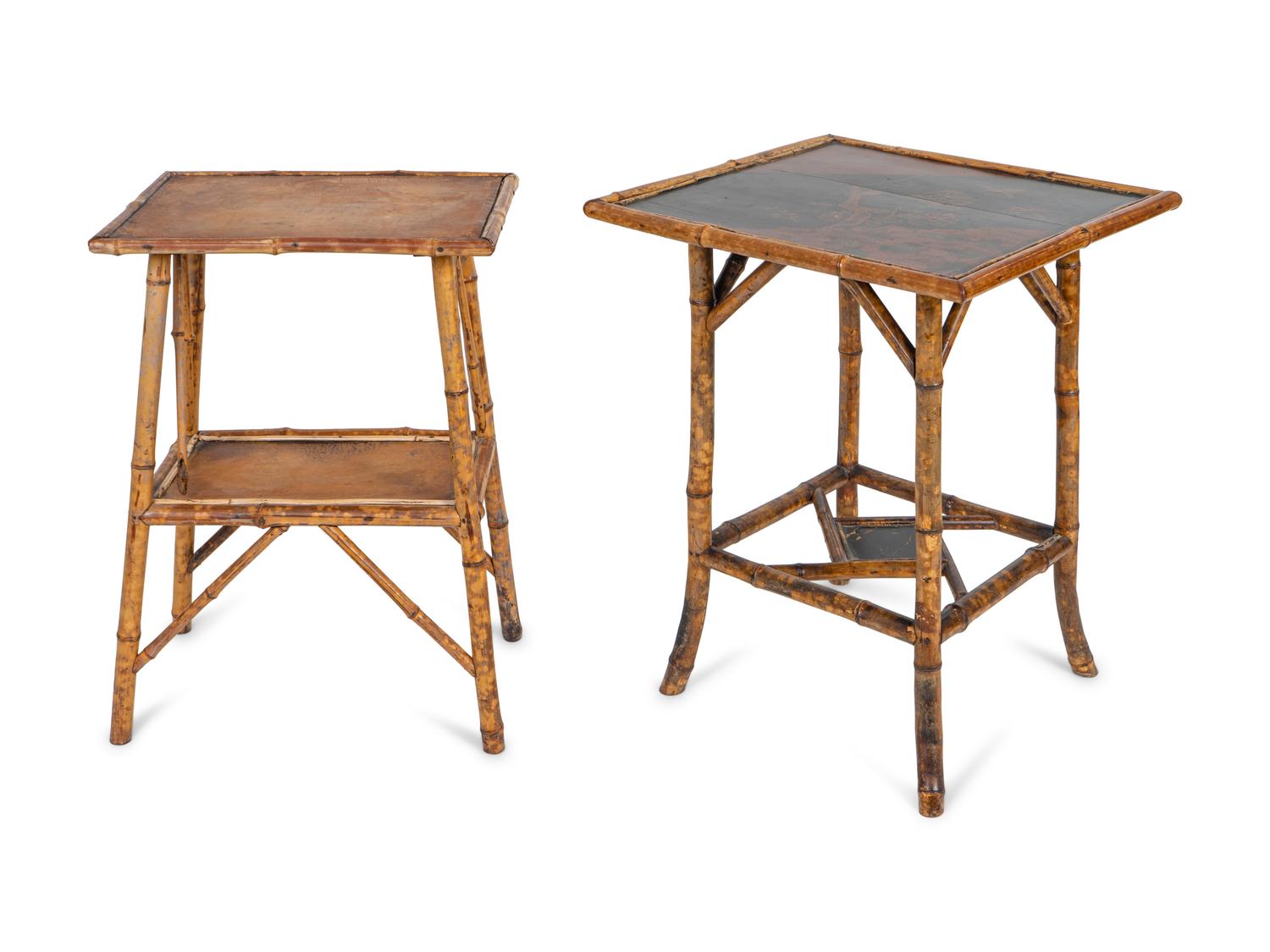 Two Scorched Bamboo Side Tables — 20TH CENTURY