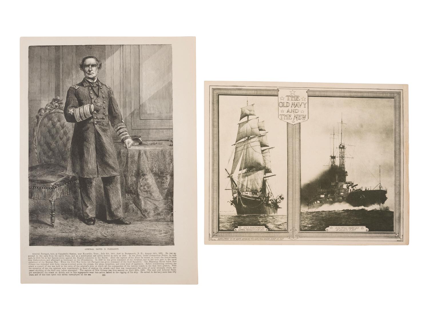 [CIVIL WAR]. Approx. 18 items involving the USS Hartford and Admiral D.G. Farragut, comprising: