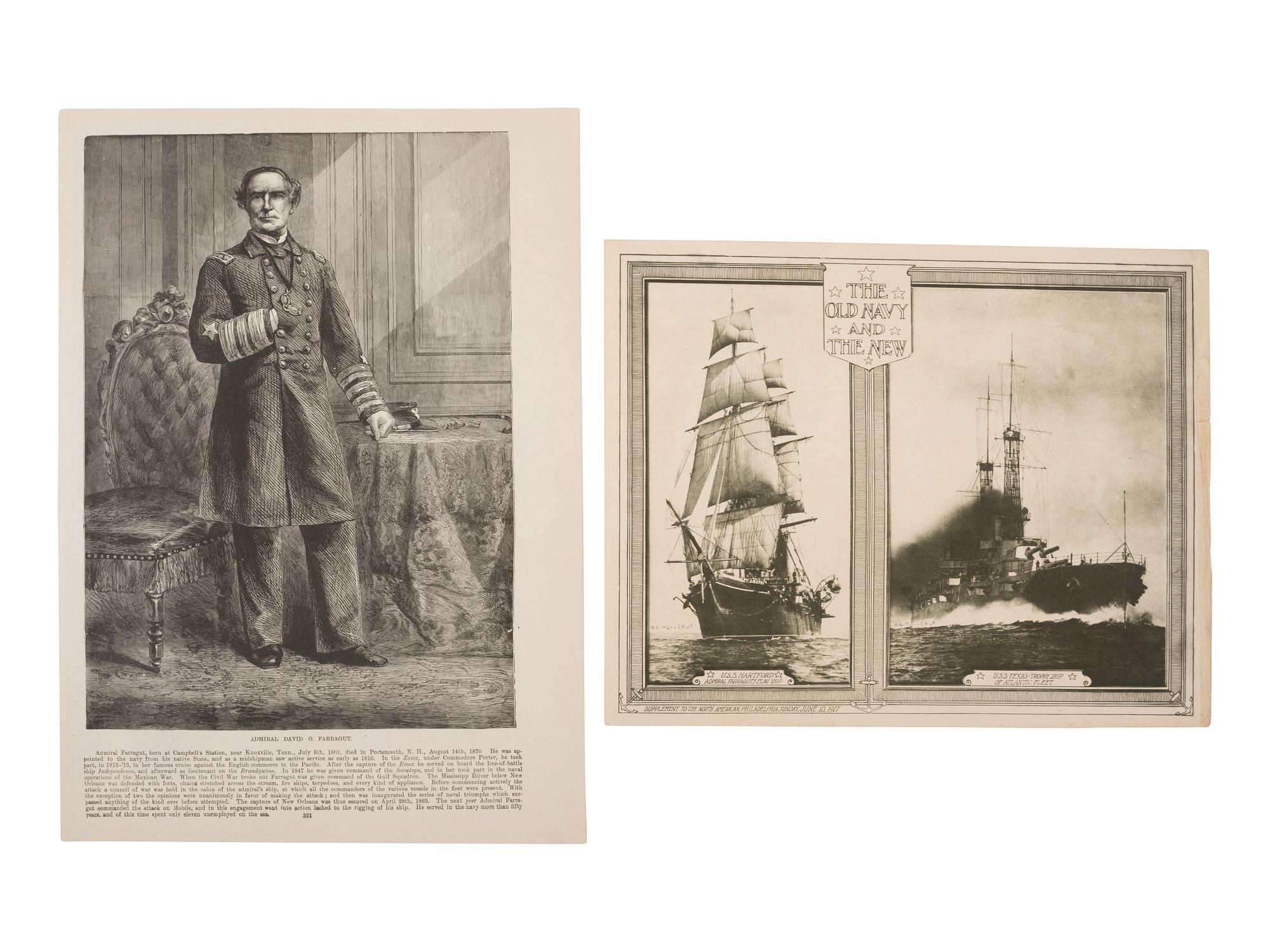 [CIVIL WAR]. Approx. 18 items involving the USS Hartford and Admiral D.G. Farragut, comprising: