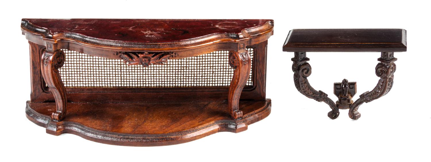 Two Renaissance Revival Style Console Tables Height of larger 2 3/4 x width 6 3/4 x depth 2 1/8 inches. — George Becker