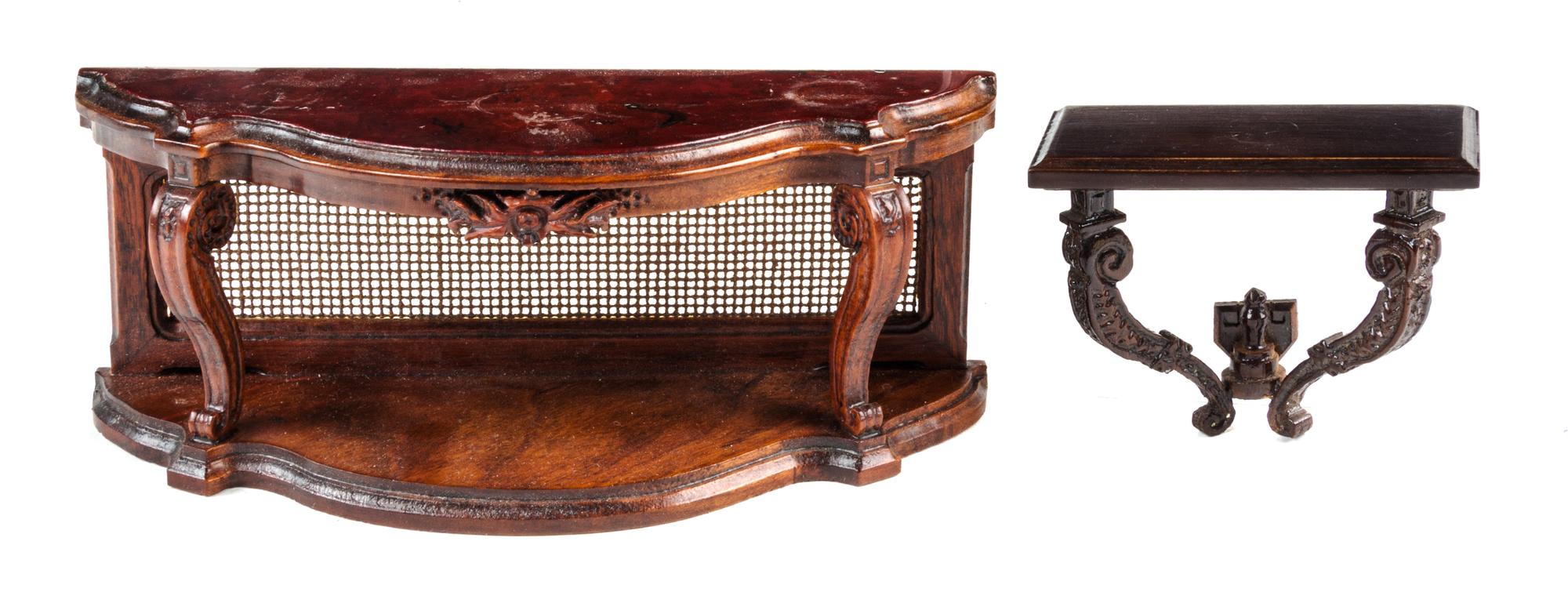 Two Renaissance Revival Style Console Tables Height of larger 2 3/4 x width 6 3/4 x depth 2 1/8 inches. — George Becker
