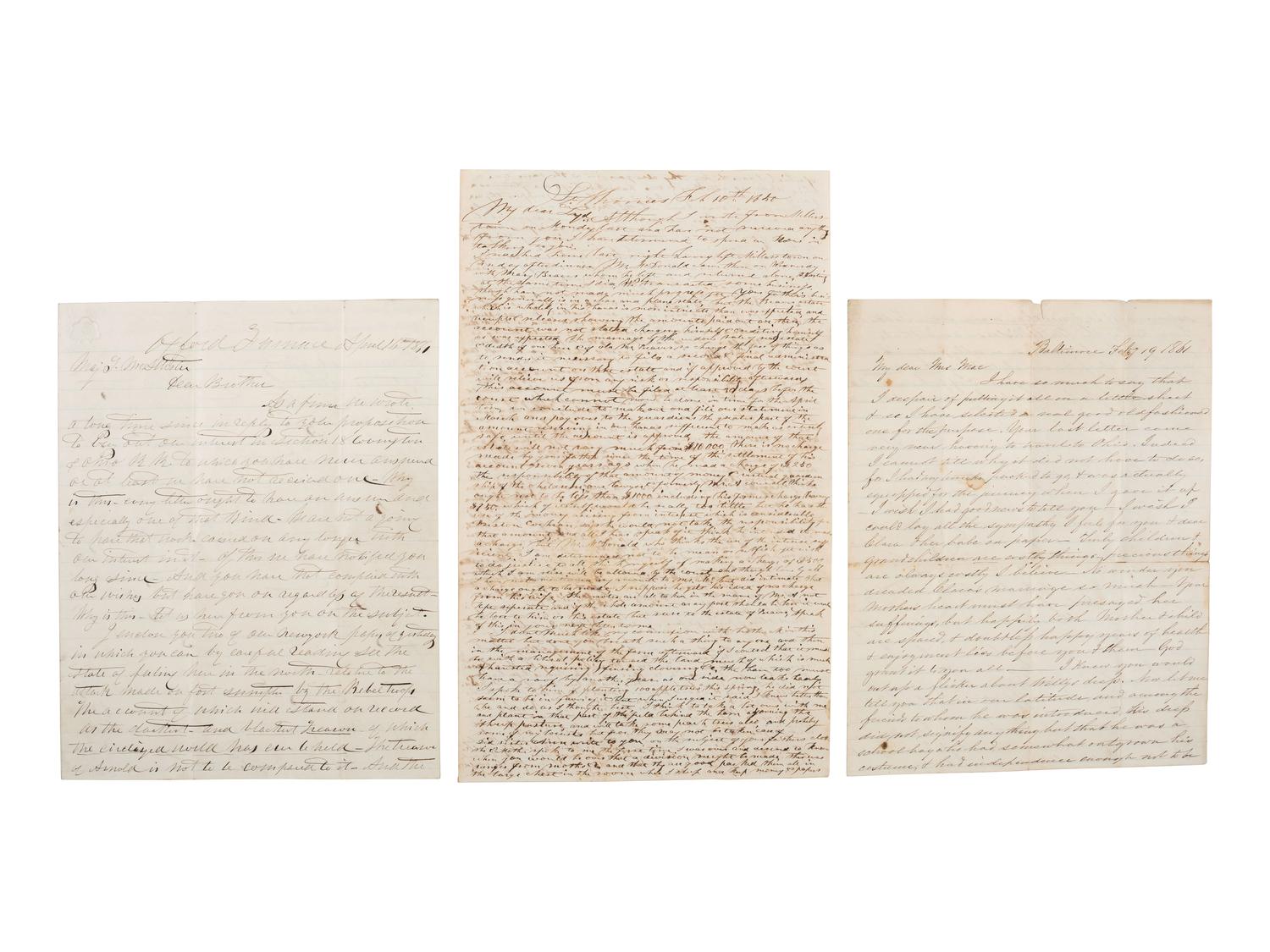 [CIVIL WAR] -- [RAILROAD]. The McAllister family archive, including papers of Captain Thompson McAllister, 27th Virginia Infantry, and his Union family members.