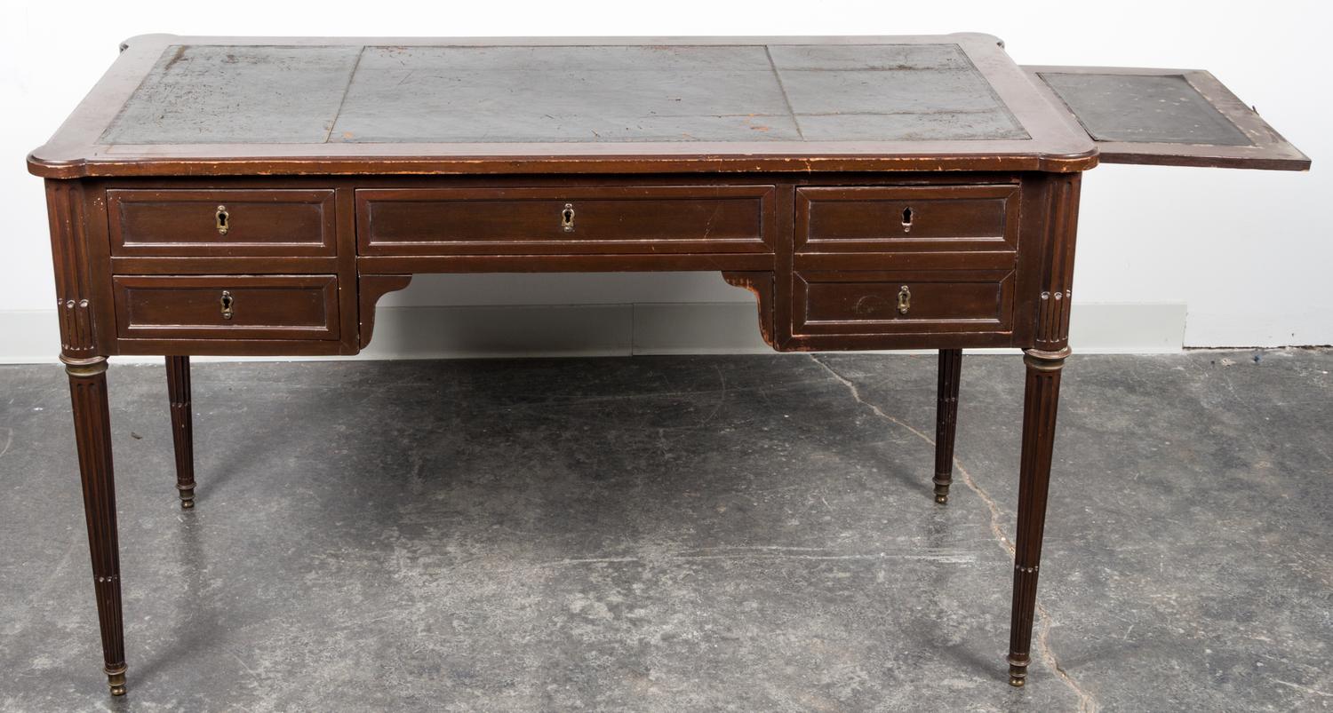 A Louis XVI Style Bureau Plat Height 29 3/4 x width 50 3/4 x depth 24 3/4 inches.