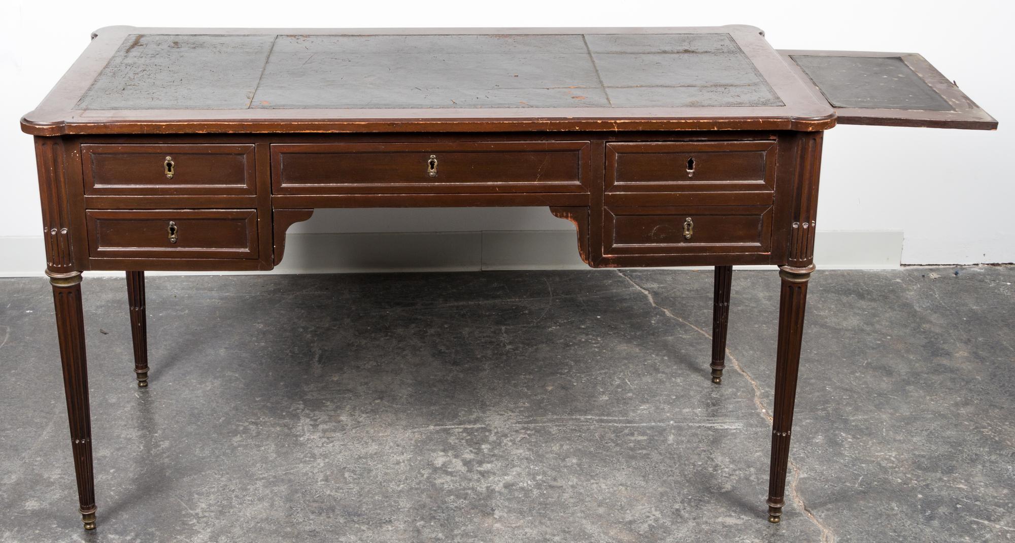 A Louis XVI Style Bureau Plat Height 29 3/4 x width 50 3/4 x depth 24 3/4 inches.