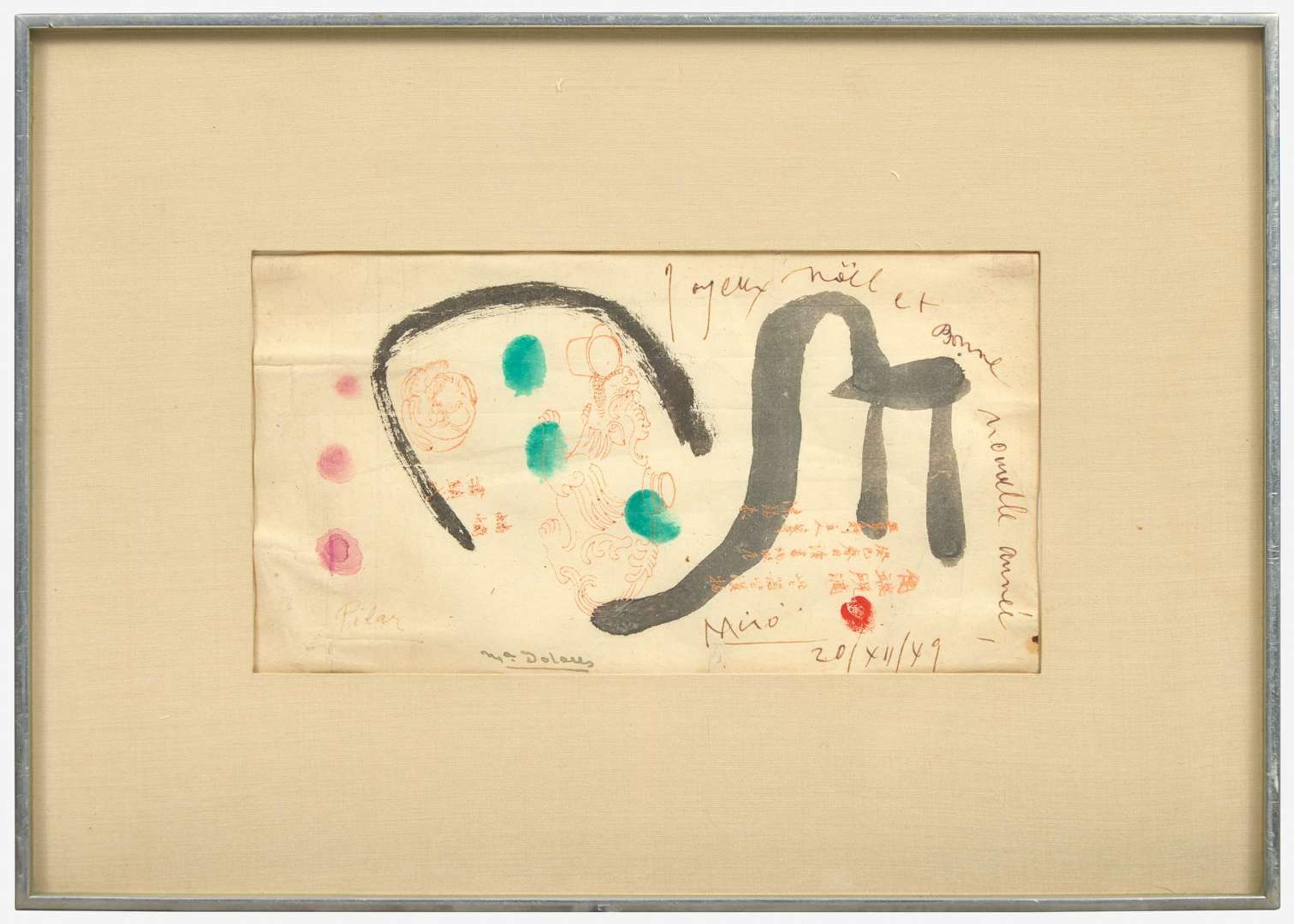 Joan Miró (Spanish, 1893-1983) - Joyeux Noël, Vœux de Joan, Pilar et Dolorès Miró