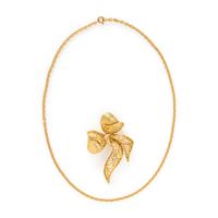 YELLOW GOLD BOW BROOCH AND CHAIN NECKLACE