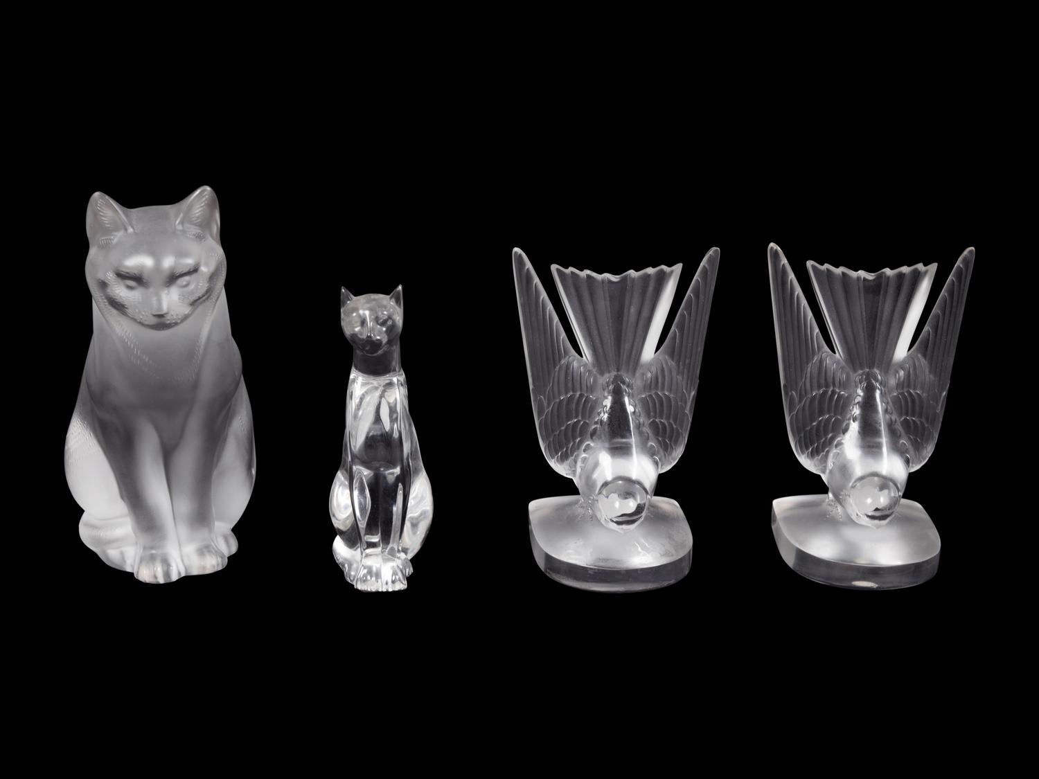 A Collection of Lalique and Baccarat Glass Figures