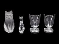 A Collection of Lalique and Baccarat Glass Figures