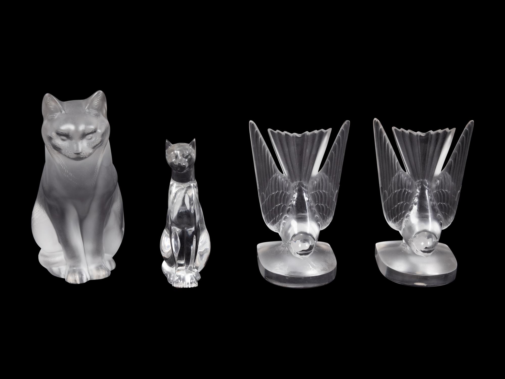 A Collection of Lalique and Baccarat Glass Figures