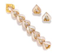 An 18 Karat Yellow Gold, Platinum, Mother-of-Pearl and Diamond Demi-Parure, 67.70 dwts.