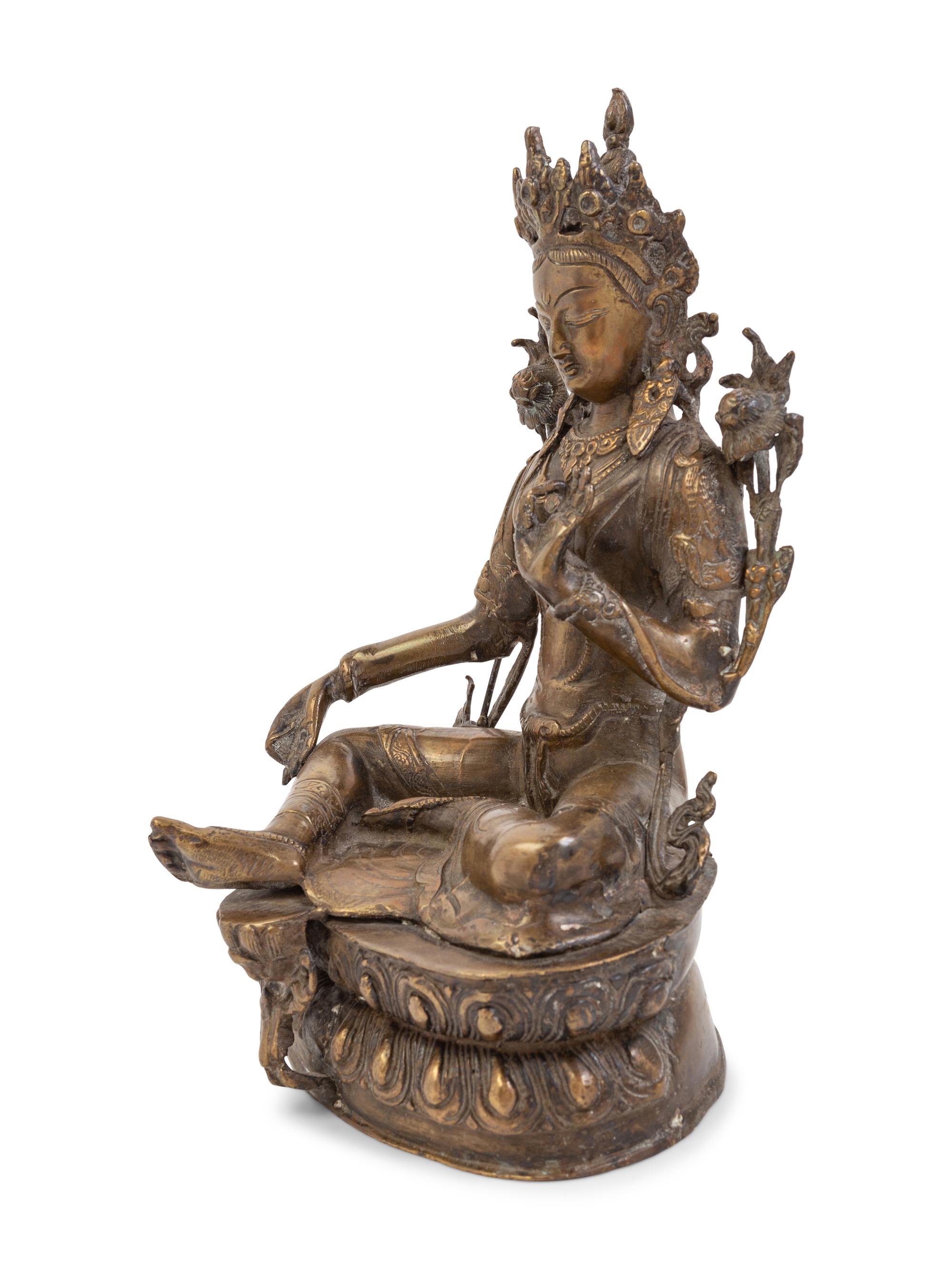 A Sino-Tibetan Gilt Bronze Figure of Tara