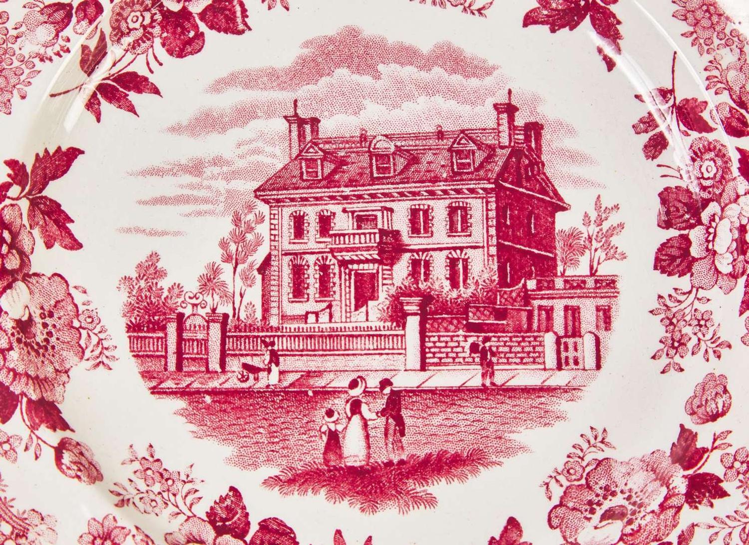A collection of nine Staffordshire Historical Blue and transfer-printed tablewares; J.& J. Jackson, Burslem, T. Godwin, Burslem, Wedgwood, England, and others, first third 19th century and later