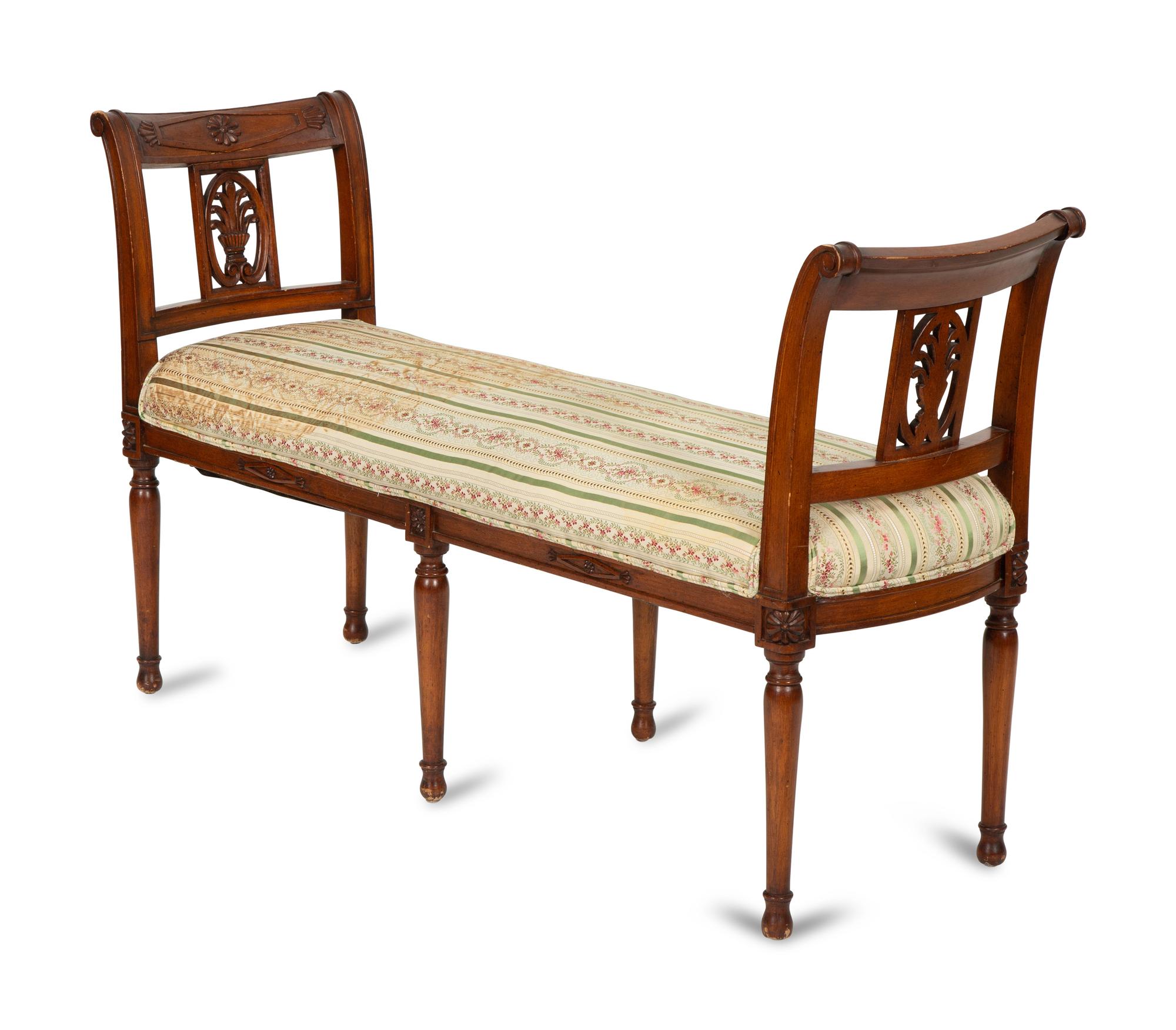 A Empire Style Carved Beechwood Window Bench