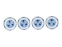 Four Chinese Blue and White Porcelain 'Lotus' Plates