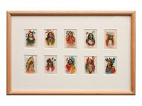 Four Framed Collections of Indian Chewing Gum, Tokio Tobacco Silks and Hudson Bay Trade Pipes