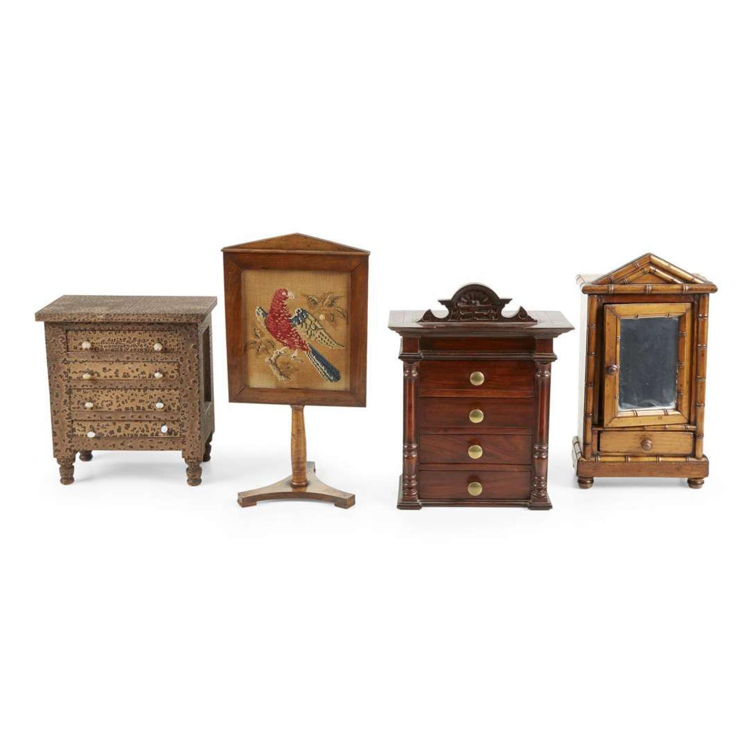 Group of four miniature furniture items 19th century