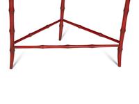A Red and Polychrome-Painted Three-Part Low Table