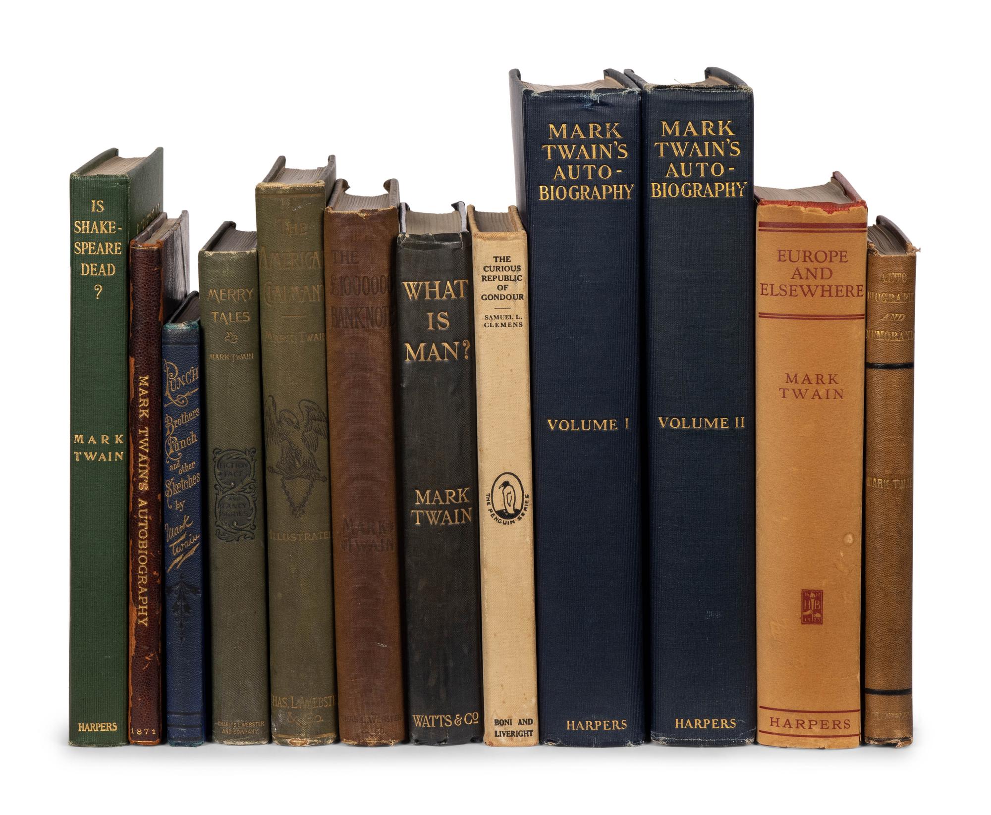 CLEMENS, Samuel ("Mark Twain") (1835-1910). A group of 11 works, including:
