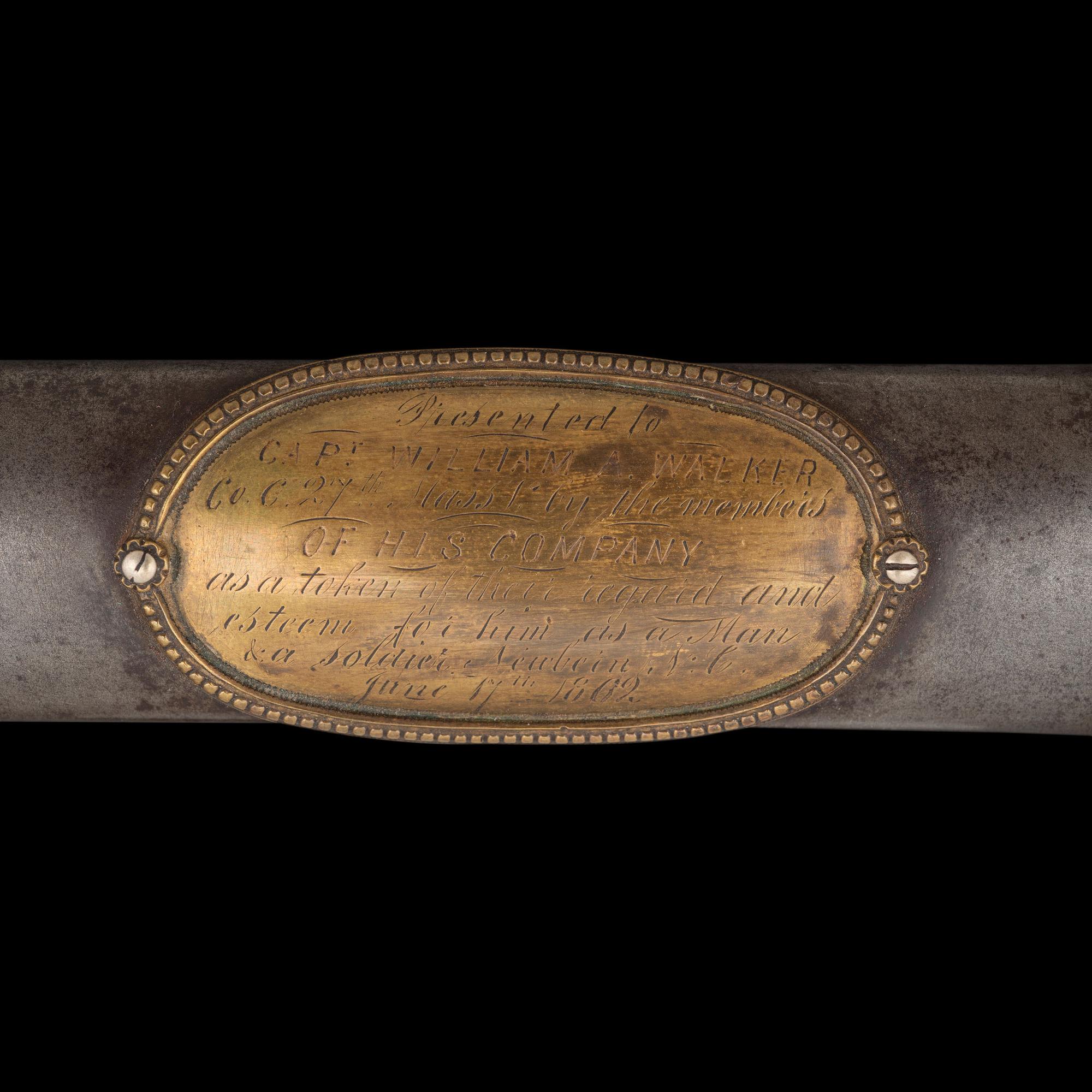 Cased Schuyler, Hartley & Graham Retailed Walscheid 1850 Foot Officer's Sword Inscribed to Major William Walker 27th Mass. Infantry - KIA at Cold Harbor with Sash, Belt, Bag and CDV