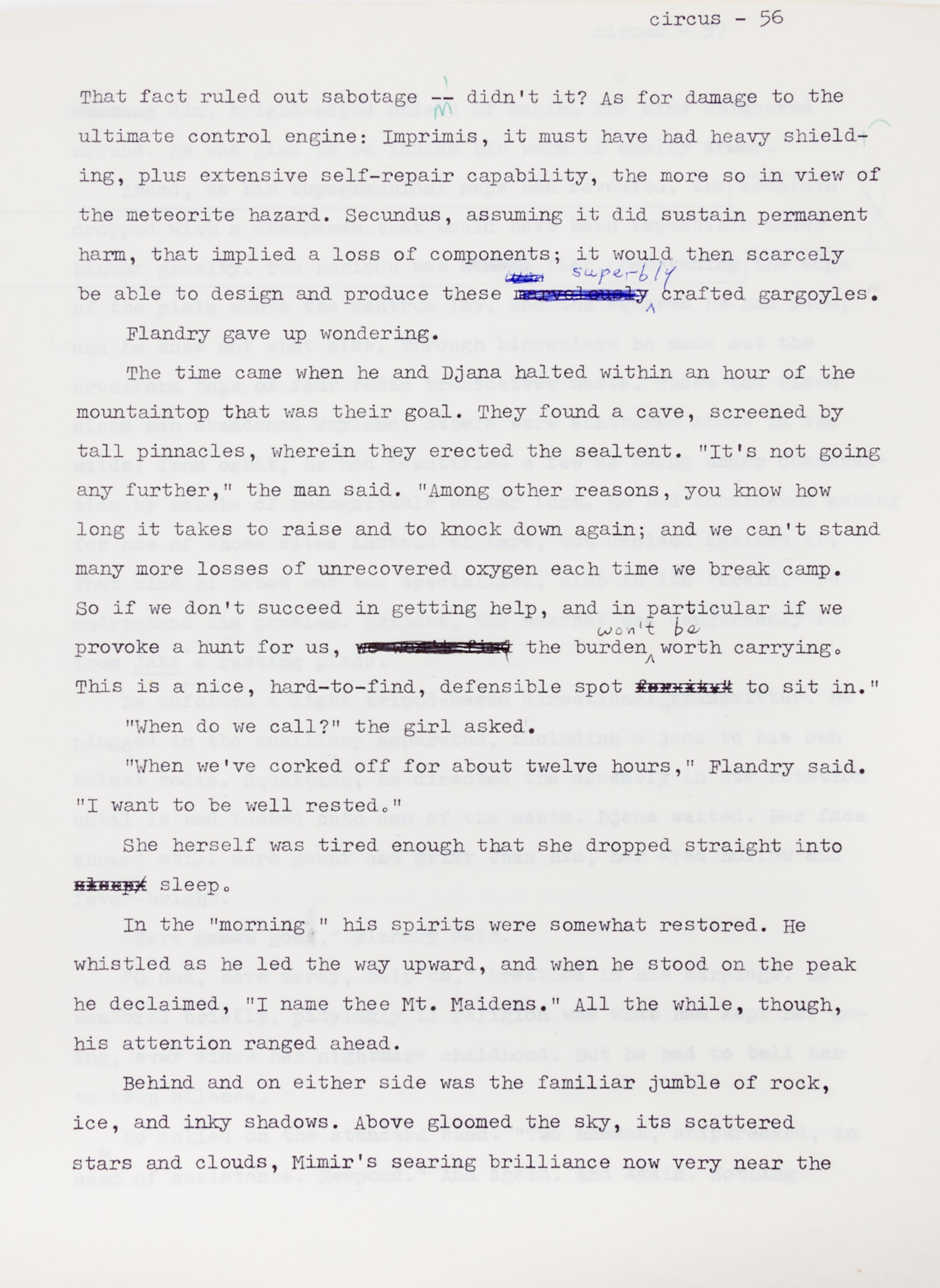 ANDERSON, POUL. Circus of Hells, 1971. Typescript, 216 pp. proof copy with mss annotations
