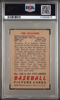 A 1951 Bowman Ted Williams Baseball Card No. 165 (PSA 3 VG)