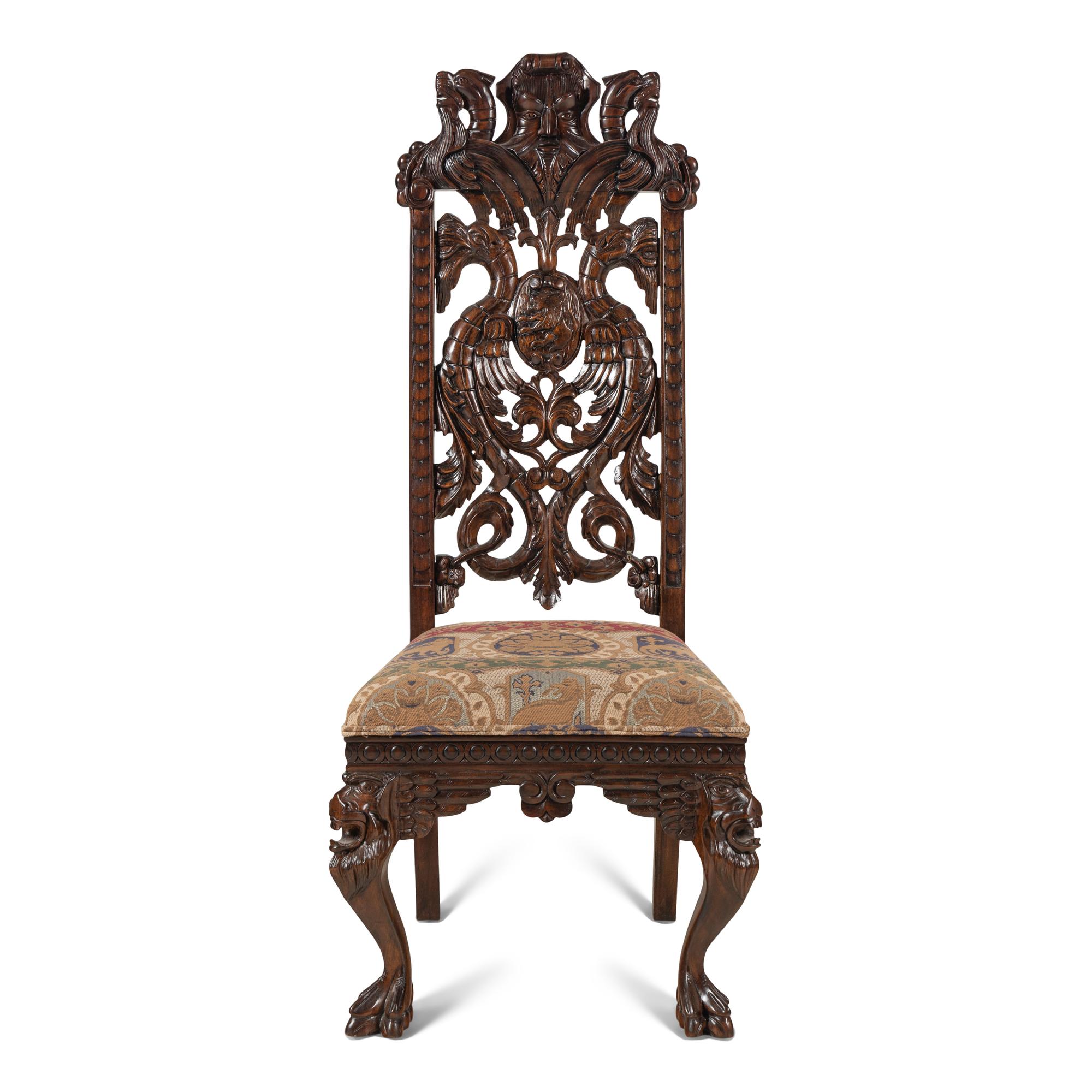 A Renaissance Style Carved Walnut Side Chair