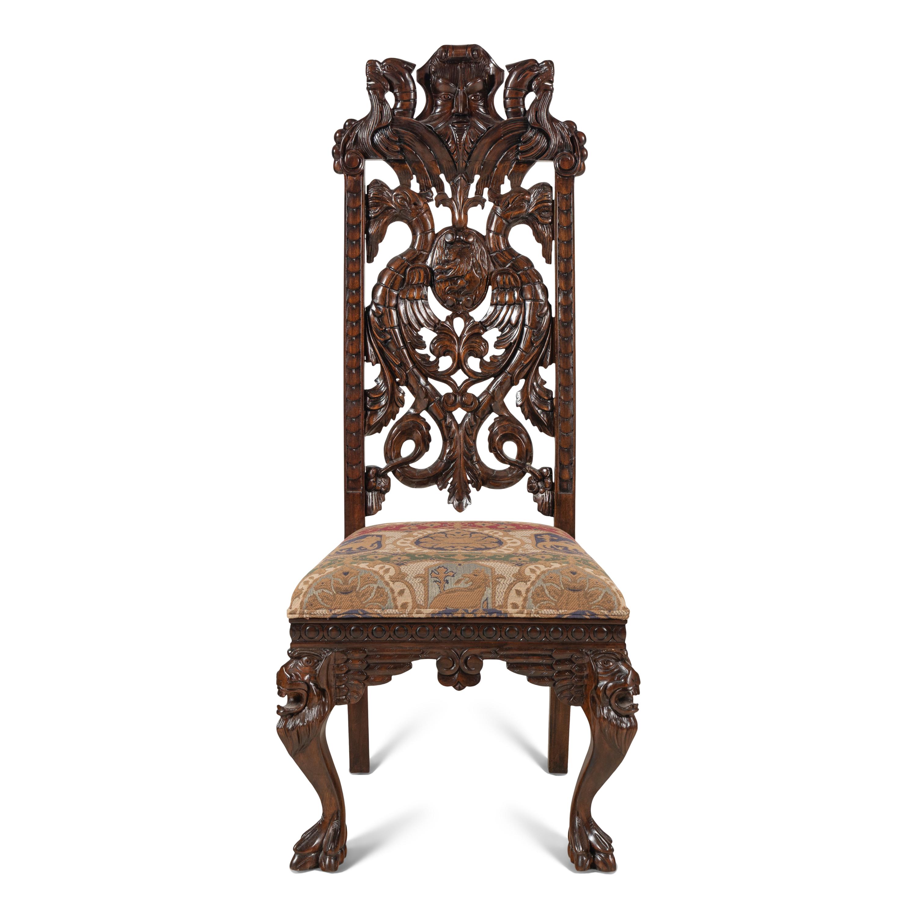 A Renaissance Style Carved Walnut Side Chair