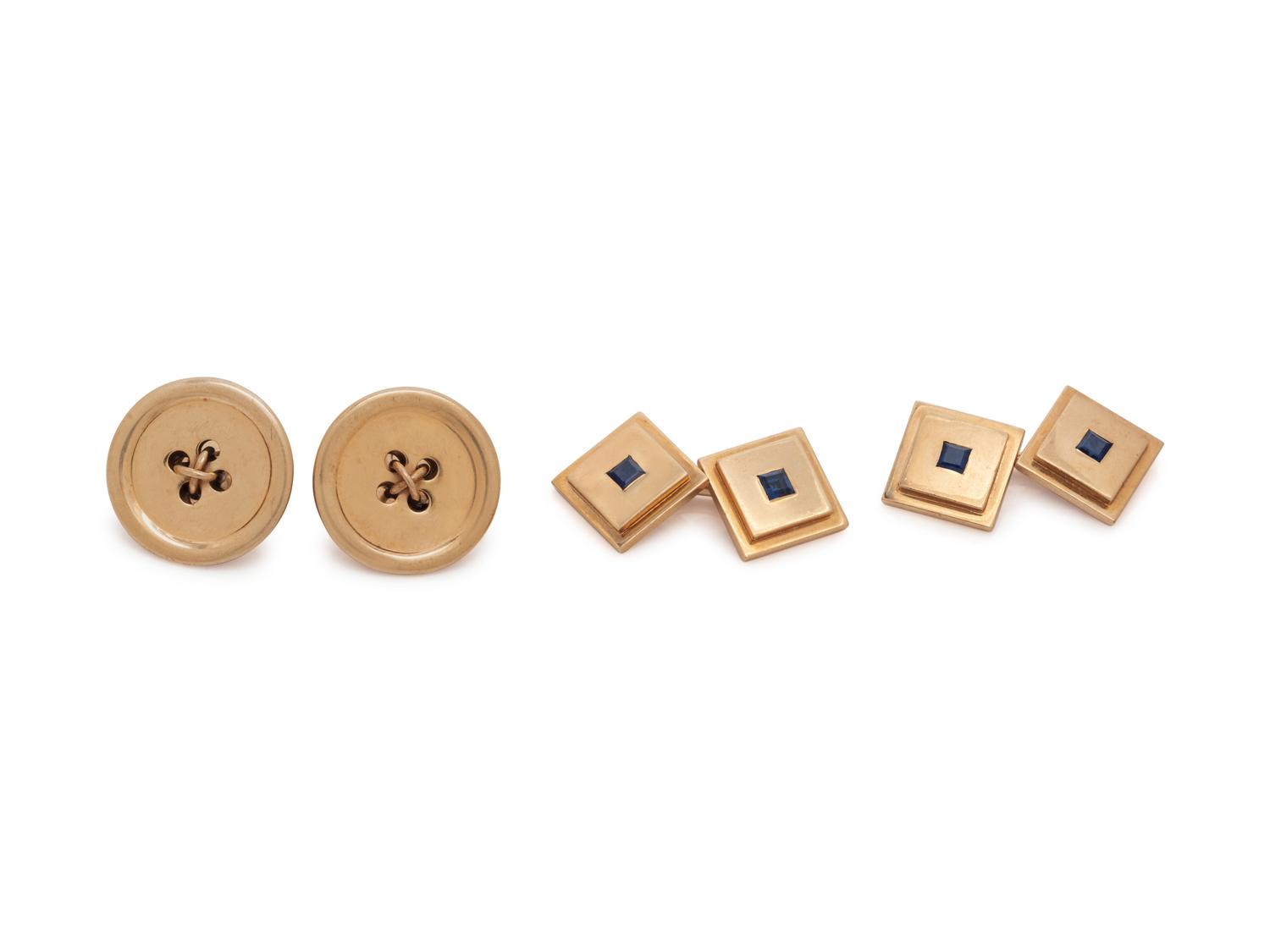 COLLECTION OF YELLOW GOLD CUFFLINKS