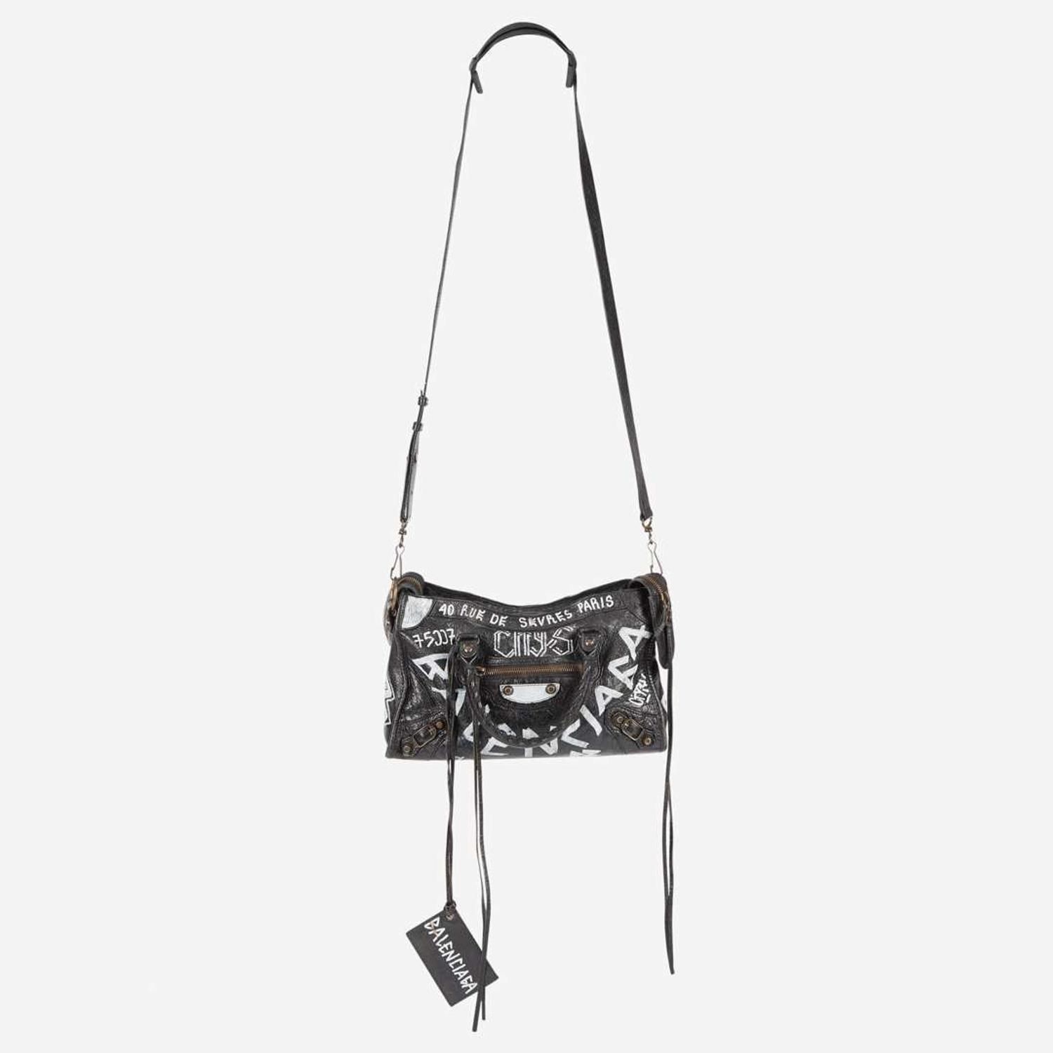 Balenciaga Agneau Classic Hardware Graffiti All Over S City in Black Balenciaga