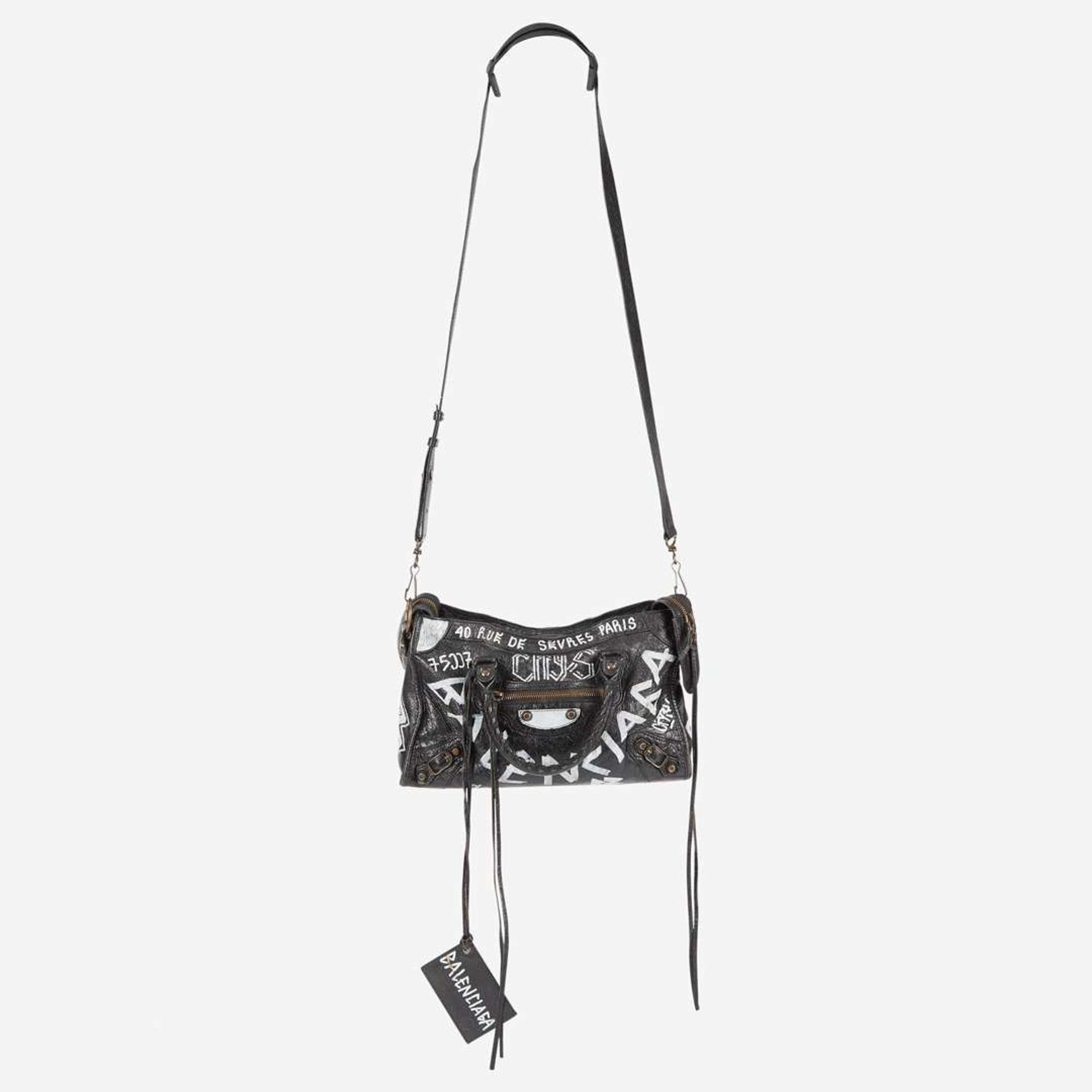 Balenciaga Agneau Classic Hardware Graffiti All Over S City in Black Balenciaga