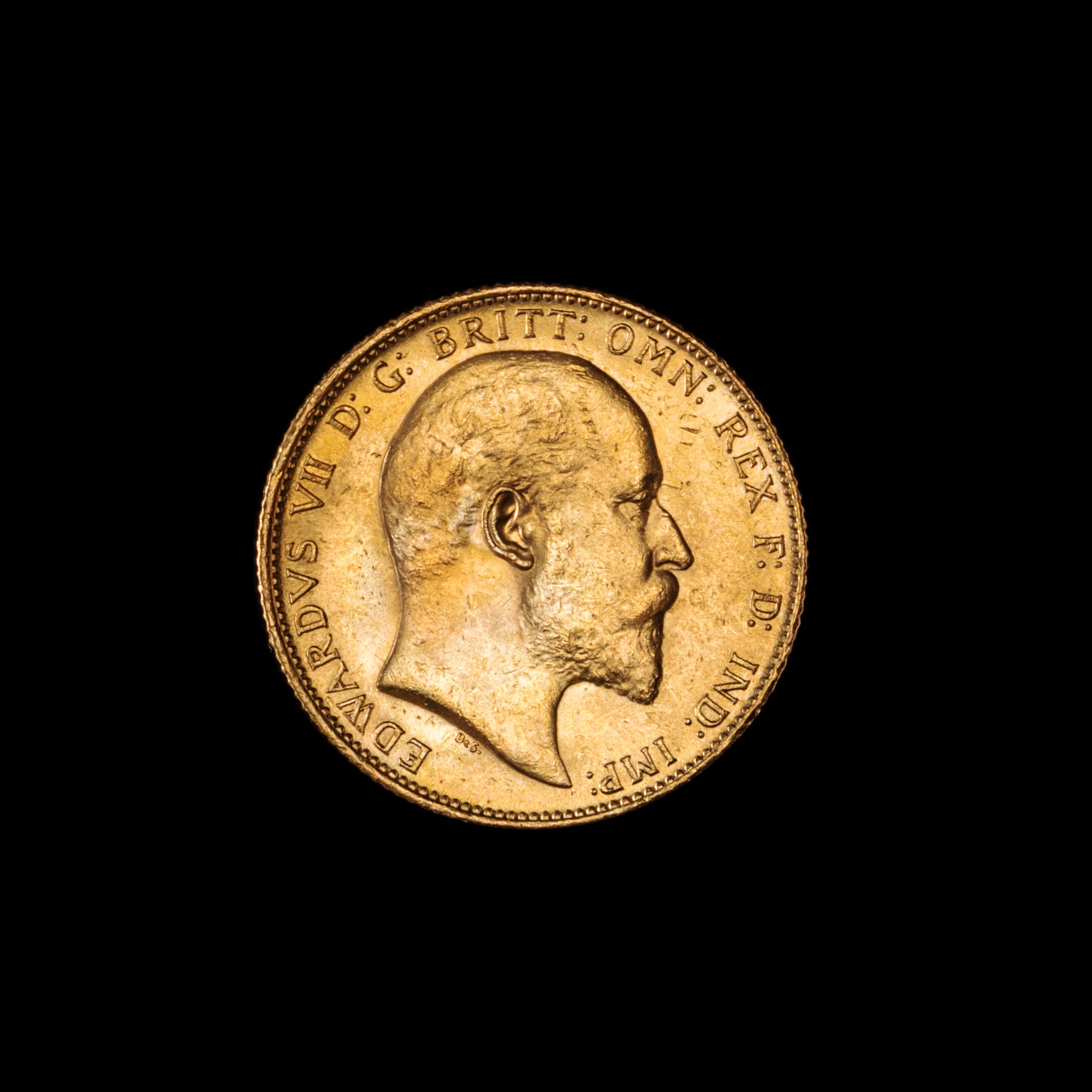 A United Kingdom 1909-S Sovereign: Edward VII-Sydney Mint Gold Coin