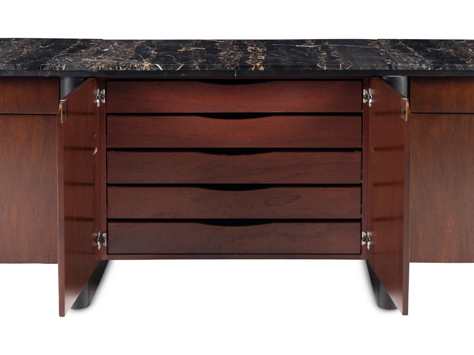 A Custom Contemporary Marble-Top Console Cabinet