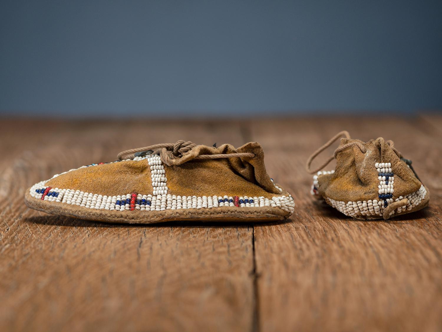 Plains Infant's Beaded Hide Moccasins