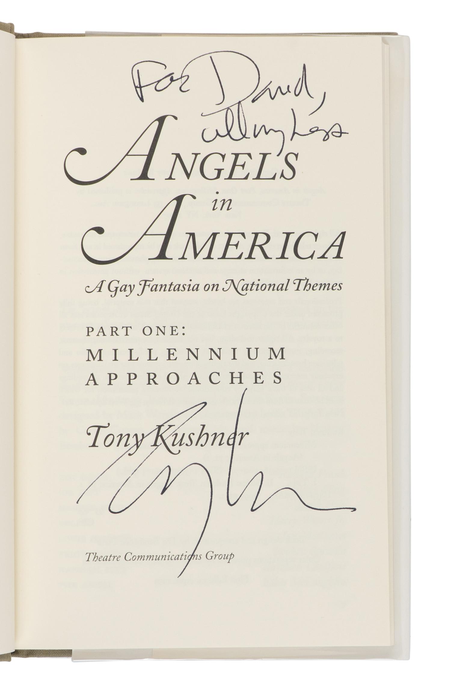 KUSHNER, Tony (b. 1956). Angels in America: Part One: Millennium Approaches [and] Part Two: Perestroika . New York: Theatre Communications Group, 1993-1994.