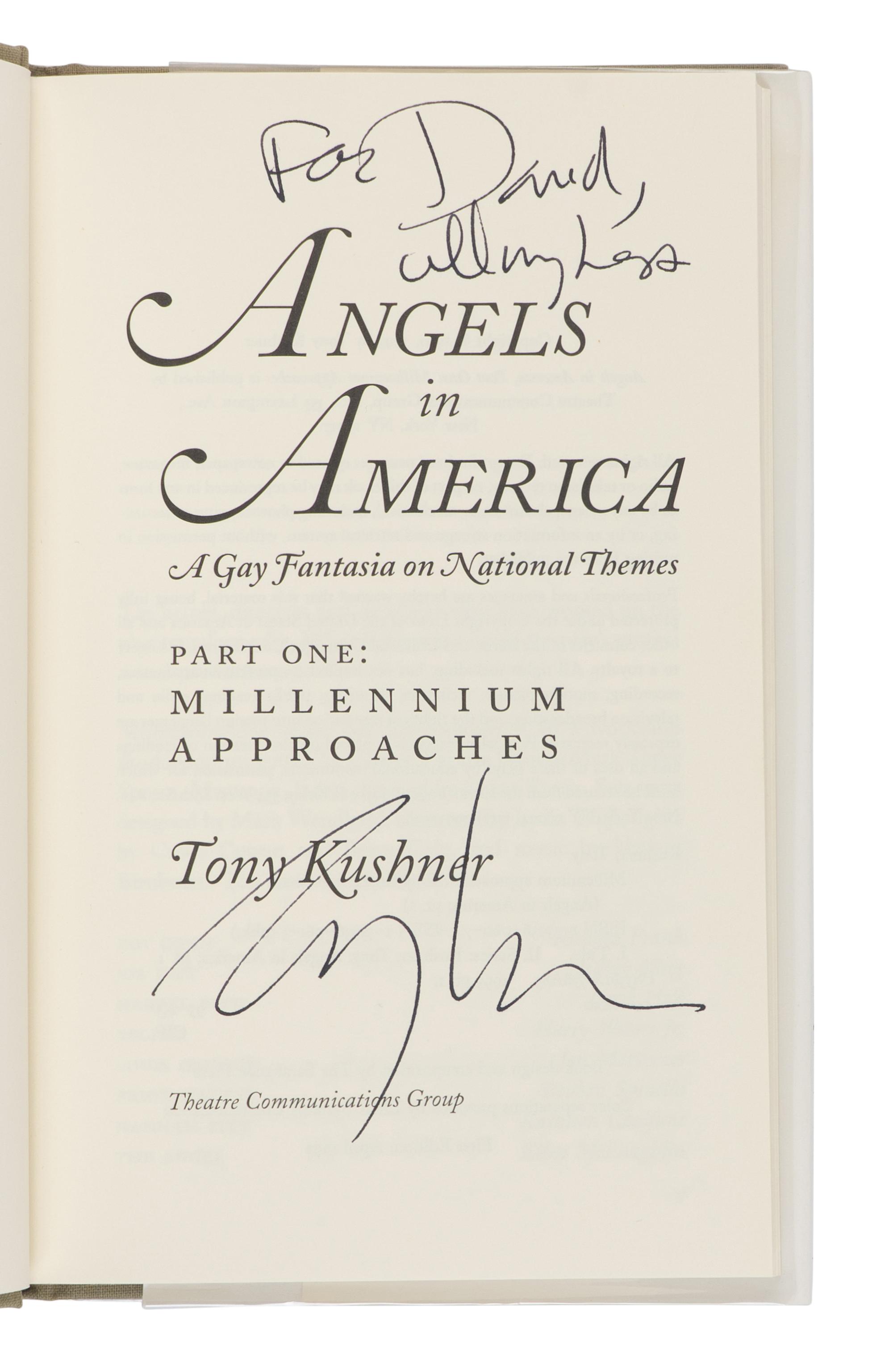 KUSHNER, Tony (b. 1956). Angels in America: Part One: Millennium Approaches [and] Part Two: Perestroika . New York: Theatre Communications Group, 1993-1994.