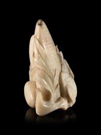 A Chicken Bone Jade Carving of Fruits