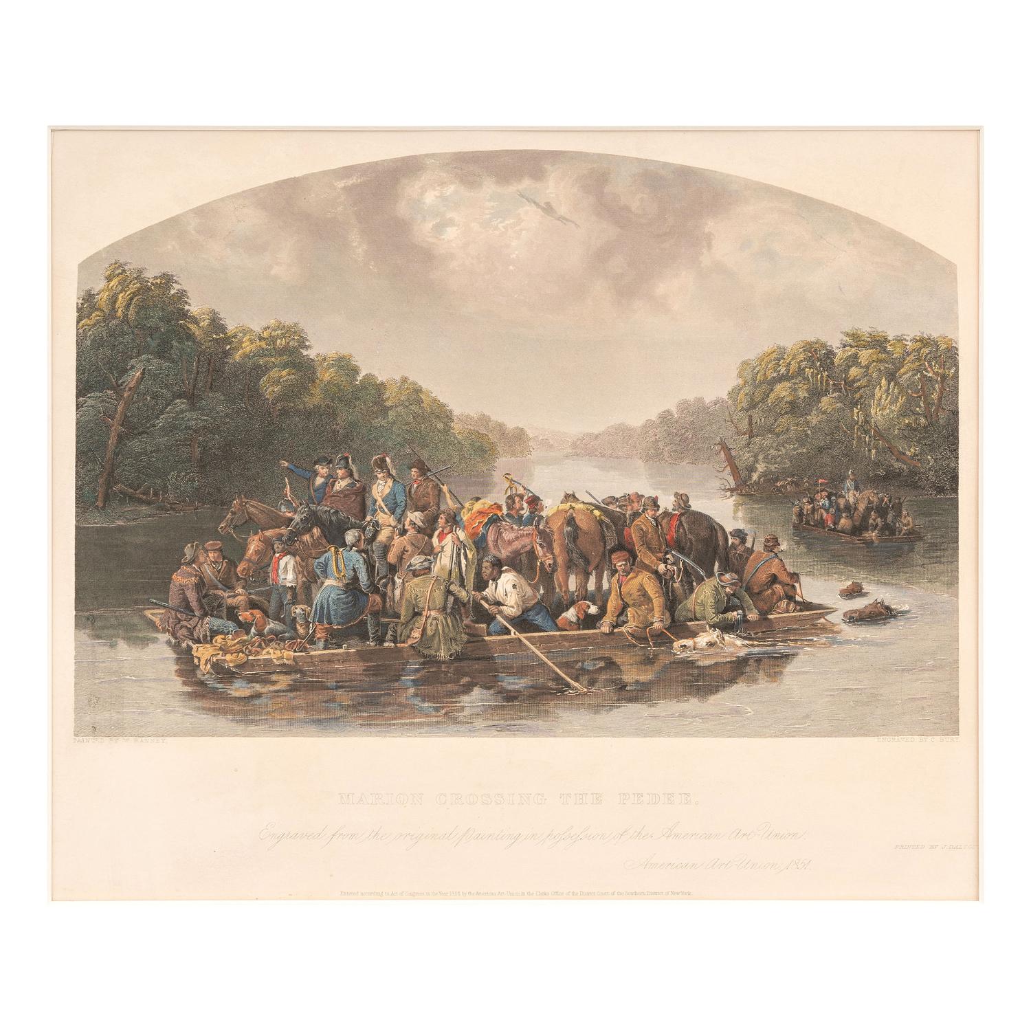 [REVOLUTIONARY WAR]. BURT, Charles K. (1823-1892), engraver, after William Tylee Ranney (1813-1857). Marion Crossing the Pedee .