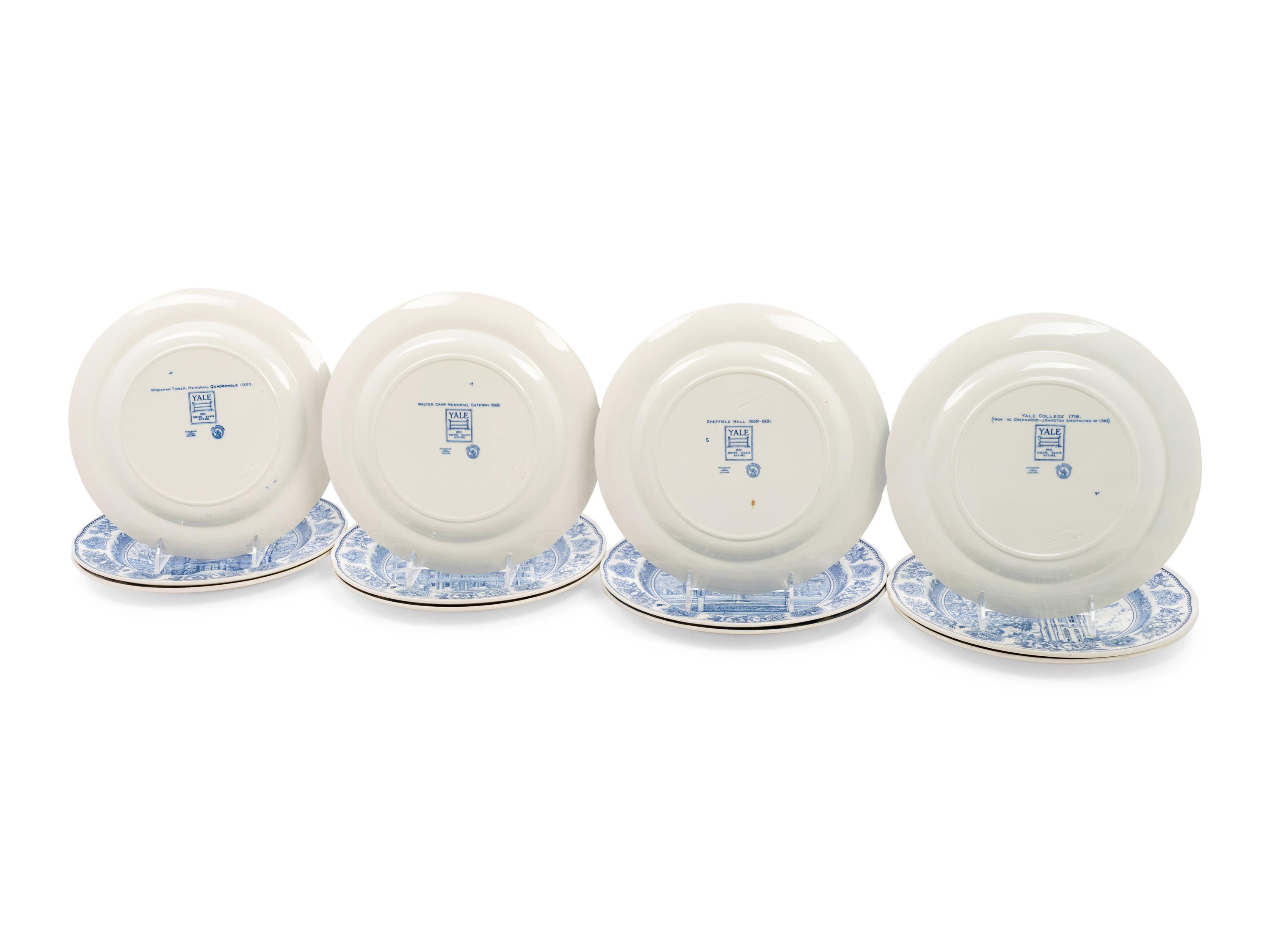 Twelve Wedgwood Dinner Plates of Yale University Interest