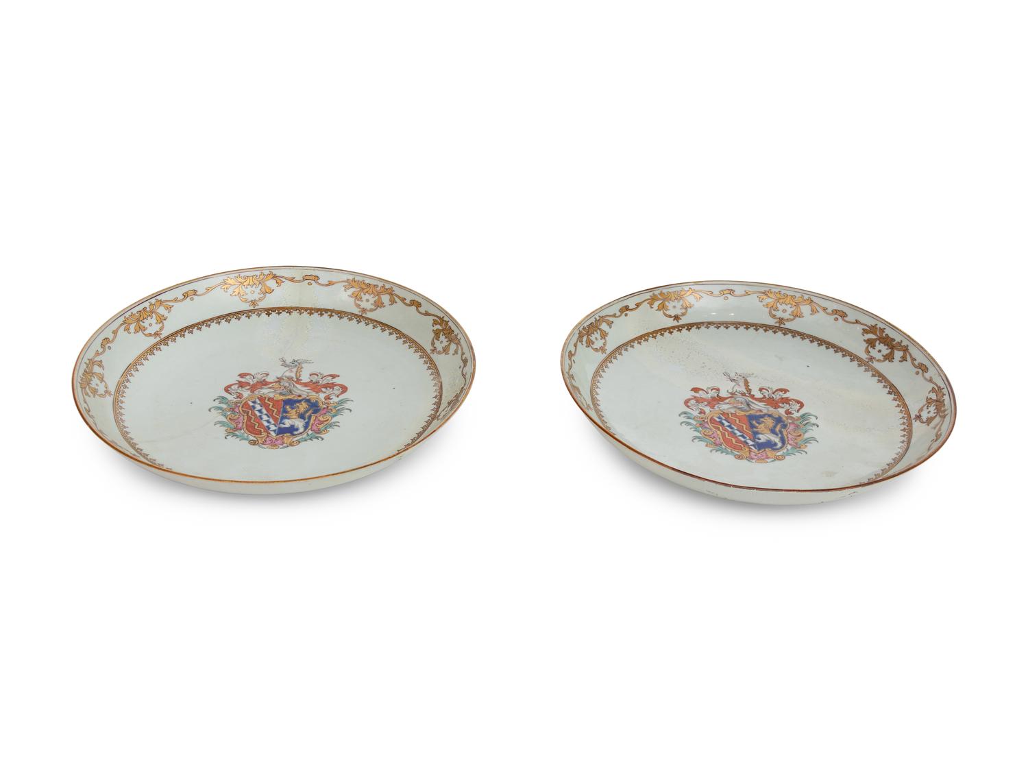 Two Chinese Export Porcelain Armorial Plates