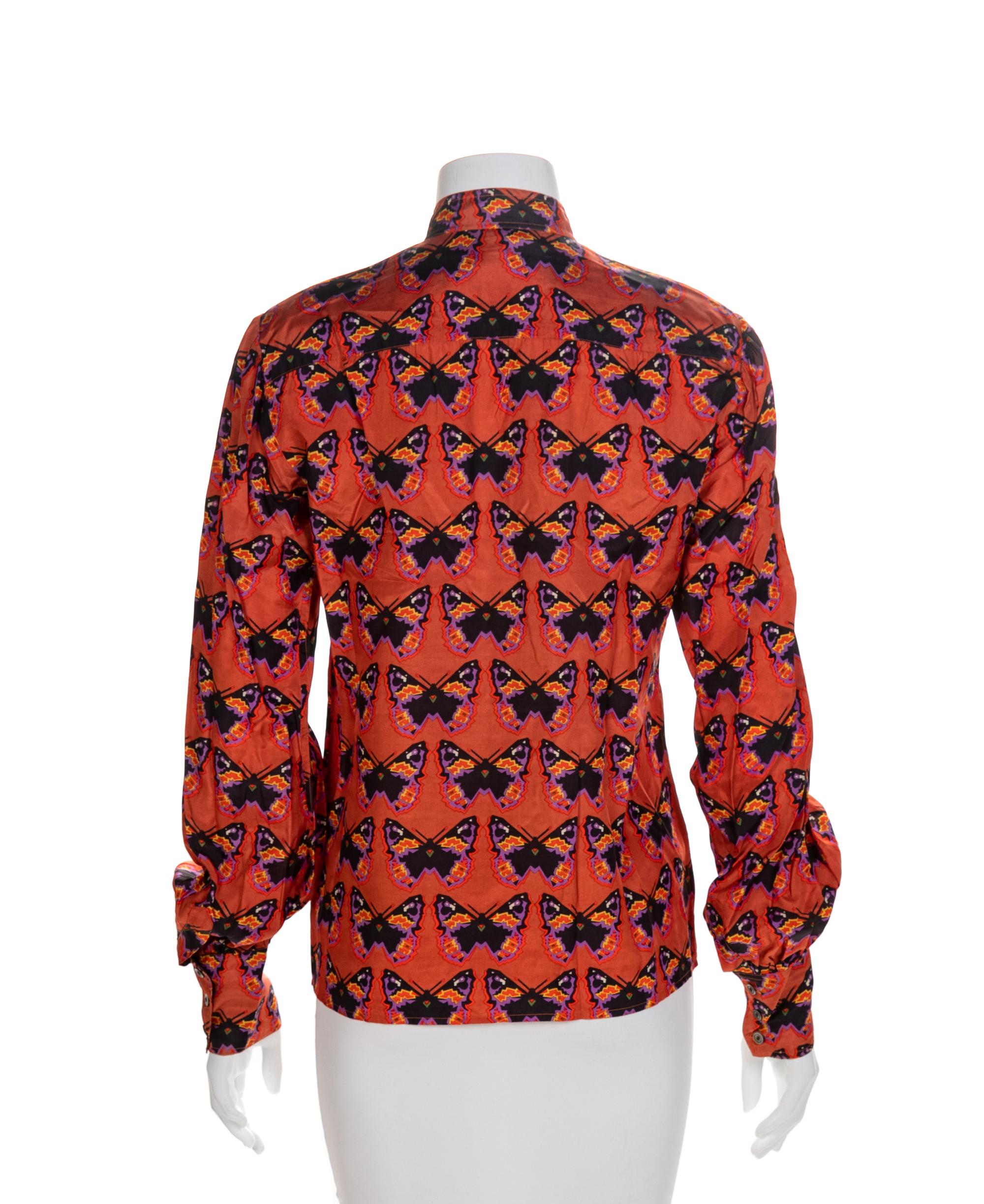 Yves Saint Laurent Butterfly Button-Up Blouse, 1980-90s Size label: 40
