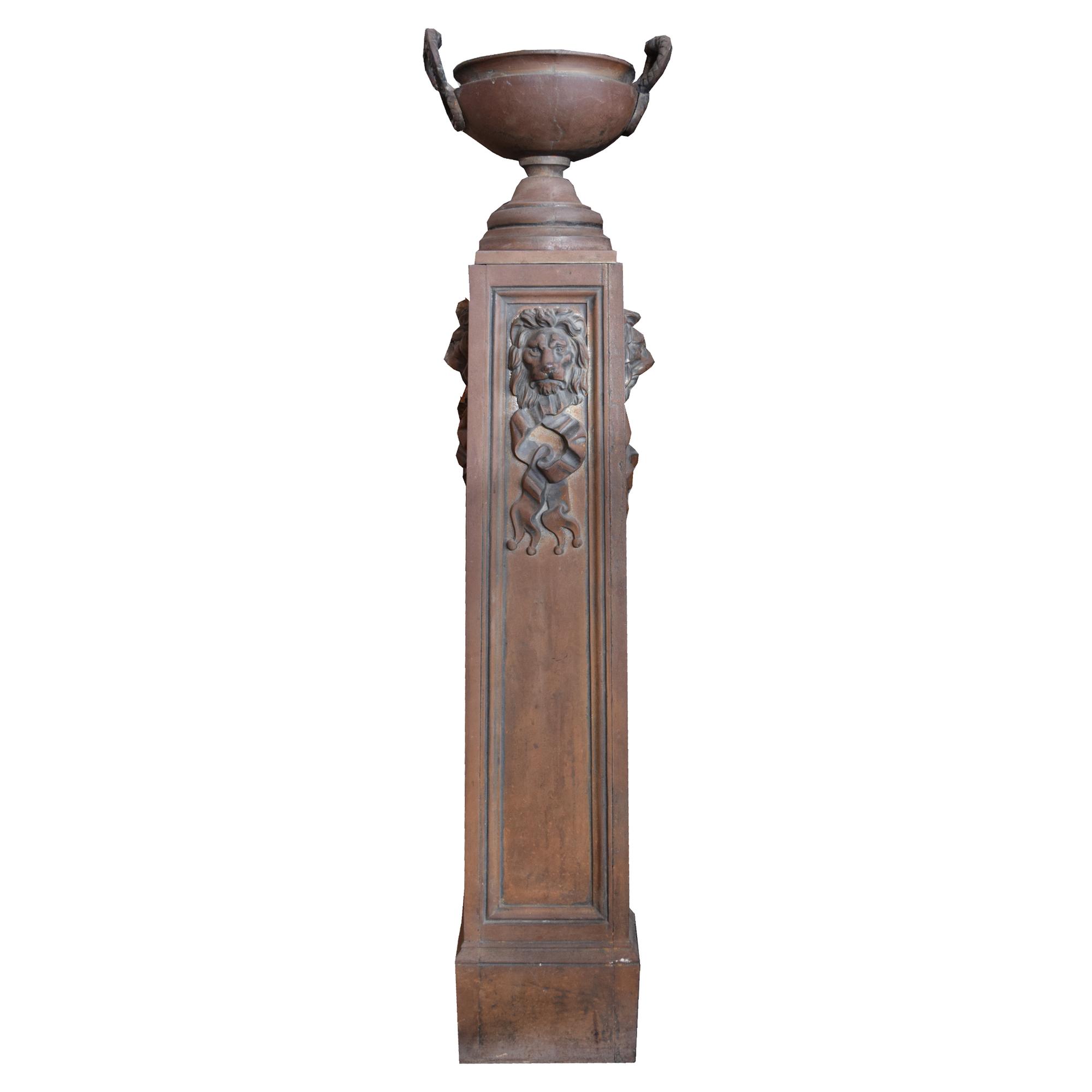 A Pair of Cast Iron Planters 14.5" W x 11" D x 62.5 "H — Scotland, 19th Century