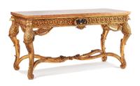 An Italian Giltwood Console Table Height 34 1/4 x width 63 7/8 x depth 30 1/2 inches. — LATE 19TH/EARLY 20TH CENTURY