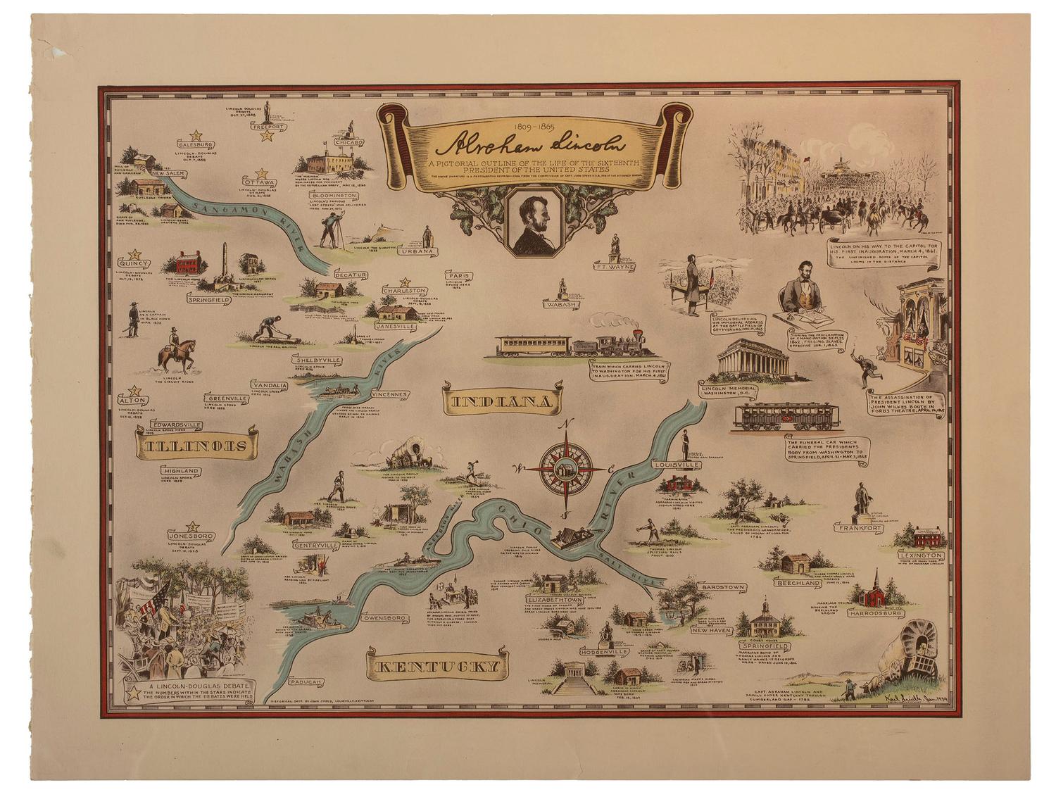 [KENTUCKY - MAPS]. SMITH, Karl. An Historical and Geographical Map of the State of Kentucky "The Dark and Bloody Ground."